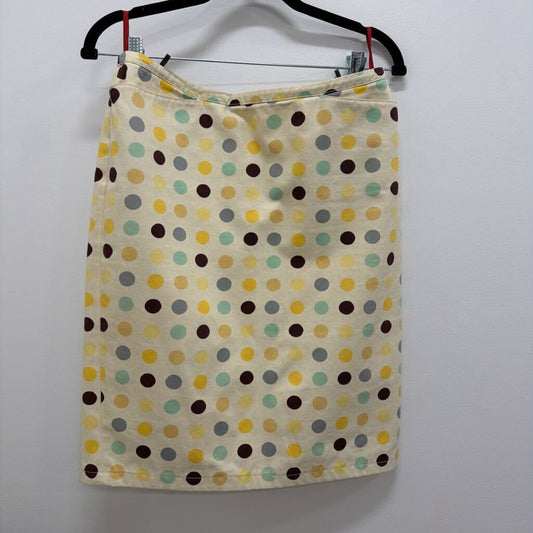 1990-2000s Ivory Cotton Denim Polkadot Jean Skirt (As Is: Minor Stains)