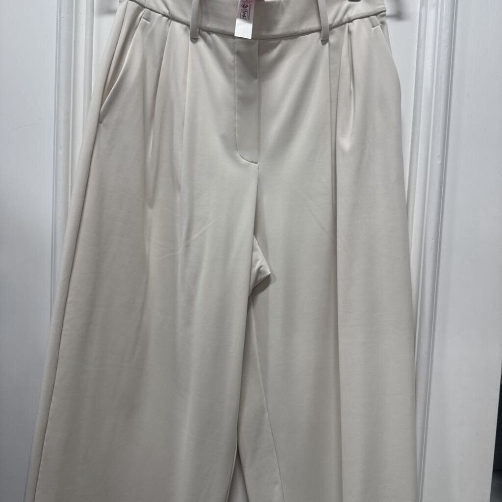 Cream Nylon Wide Leg Trousers