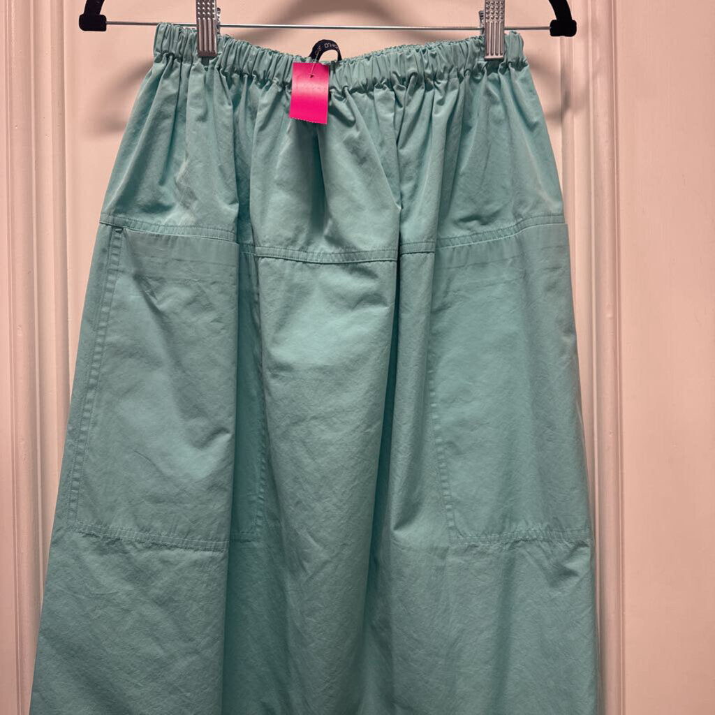 Aqua Cotton Midi Skirt