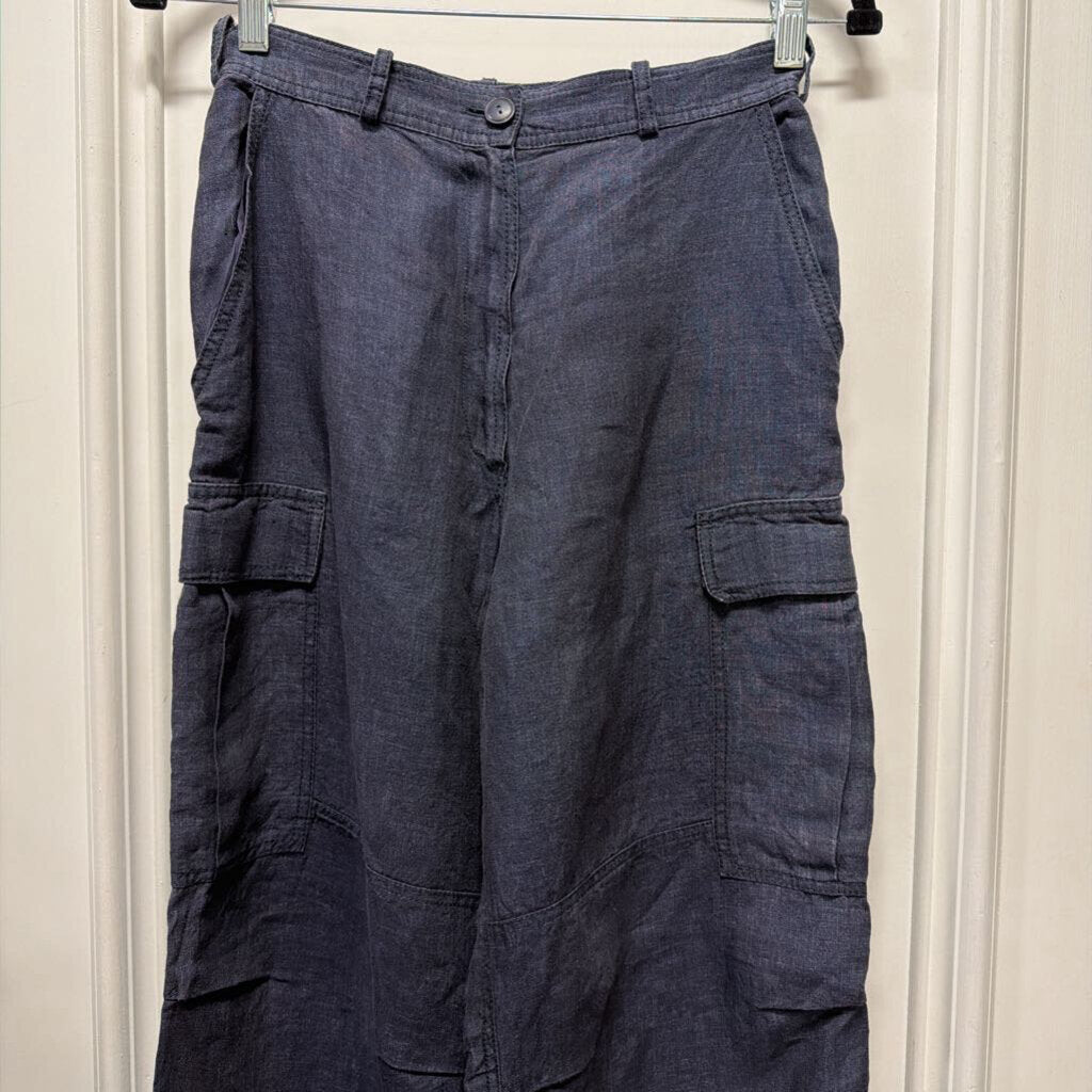1980s Navy Linen Cargo Pants