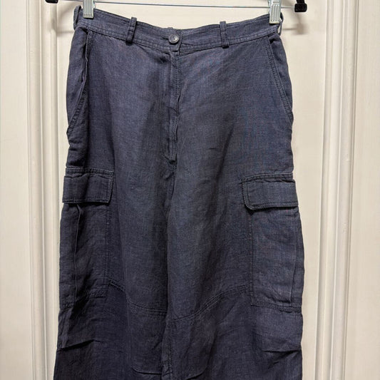 1980s Navy Linen Cargo Pants
