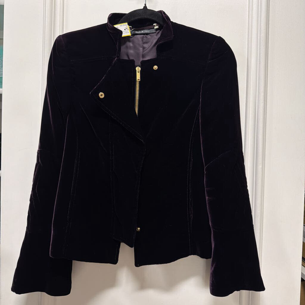 F/W2004 RARE PURPLE RAYON VELVET SILK-LINED JACKET