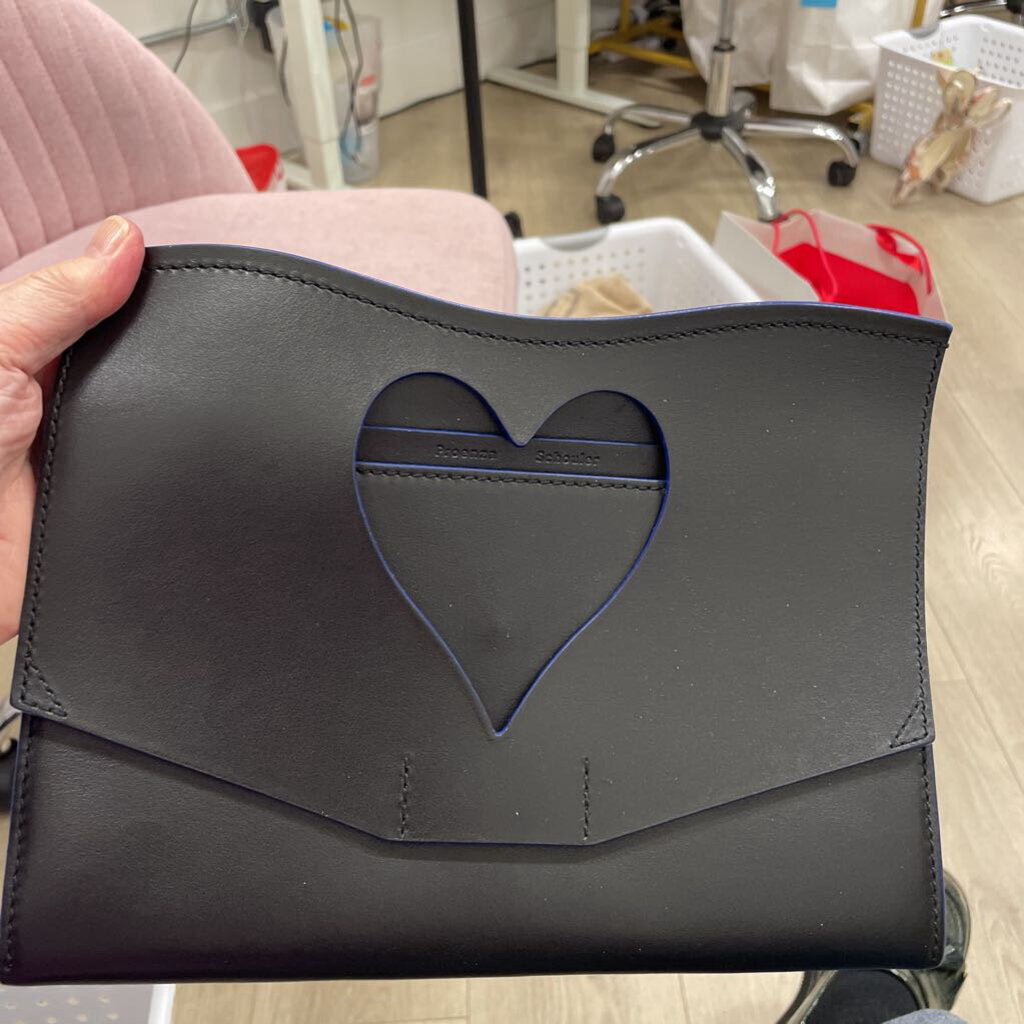 Black Curl Heart Cut Out Clutch