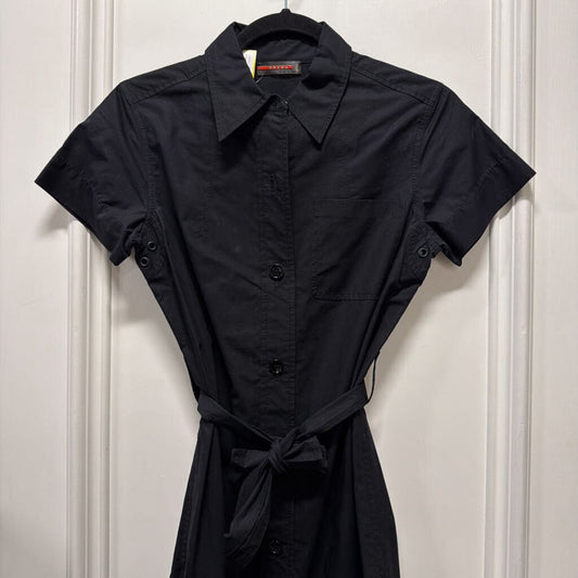 2000s Cotton Belted Short Sleeve Midi Shirt Dress