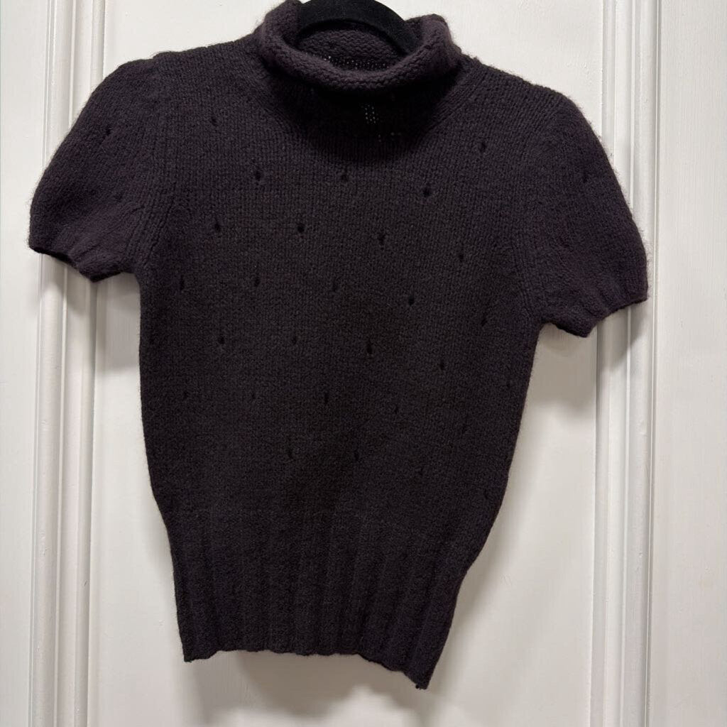 2000s Purple Wool/Mohair Knit Hole Turtleneck Sweater