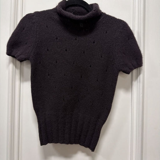 2000s Purple Wool/Mohair Knit Hole Turtleneck Sweater