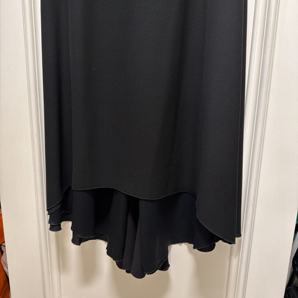 2000s Black Satin Detail Knot Back Maxi Skirt