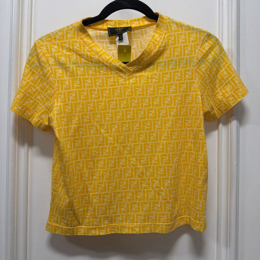 1990-2000s Cotton Zucca Knit V-Neck Cropped T-Shirt