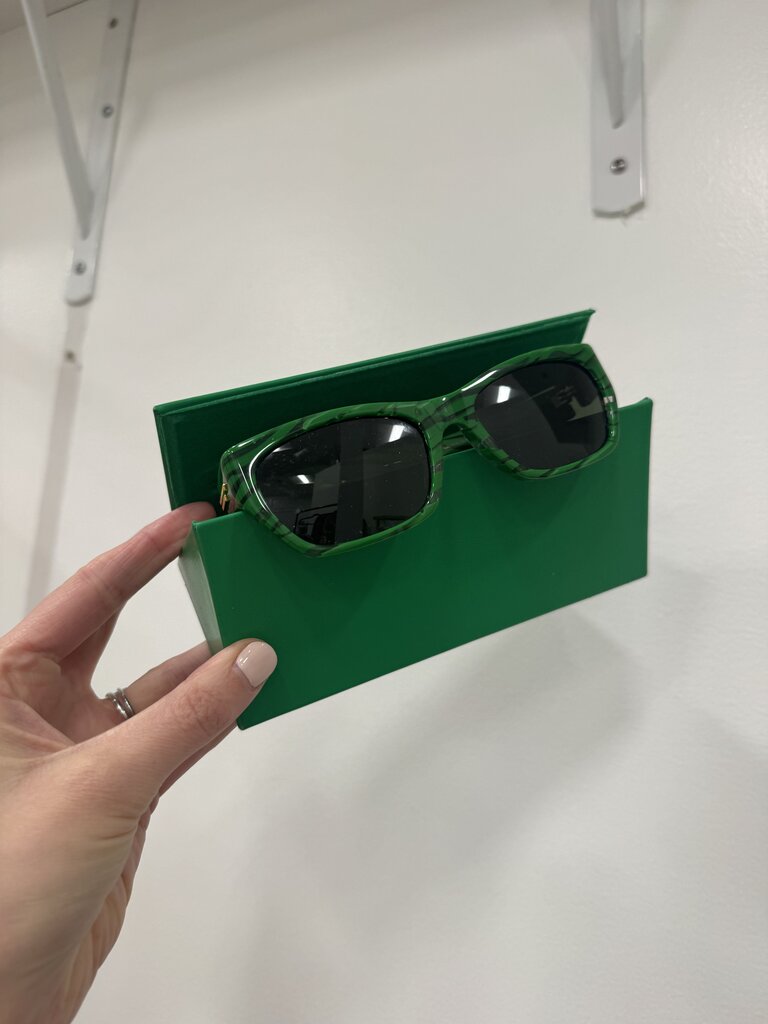 Green Acetate Square Sunglasses w/ Case