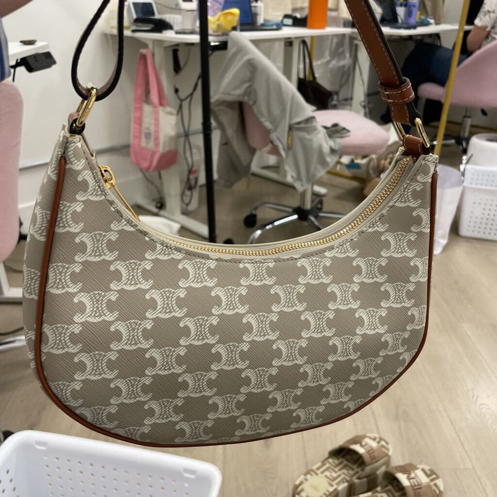 Canvas Calfskin Ava Triomphe Shoulder Bag