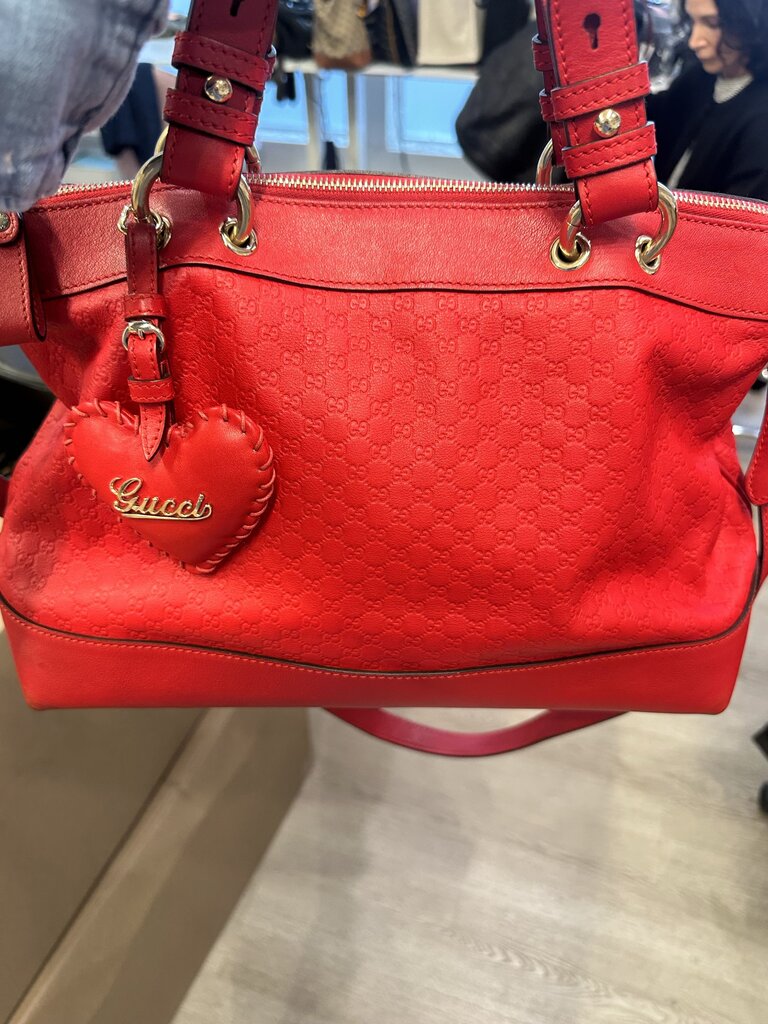 Red Shimmer Heart Charm 2 Way Bag