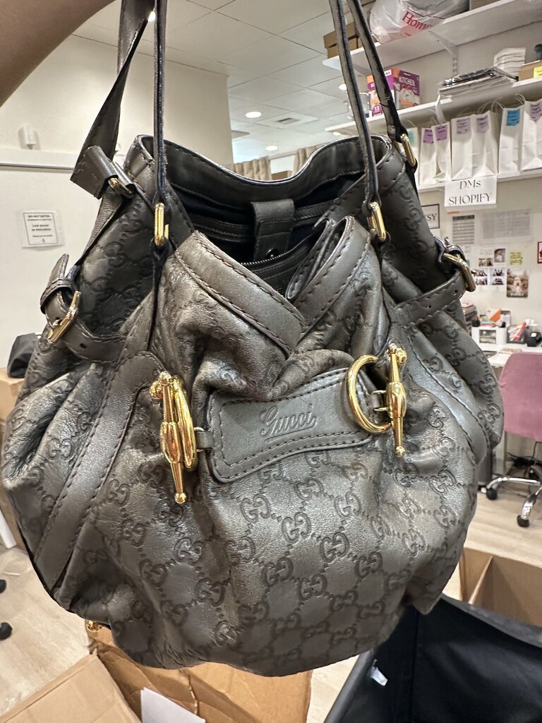 Pewter Guccissima Medium Jockey Bag