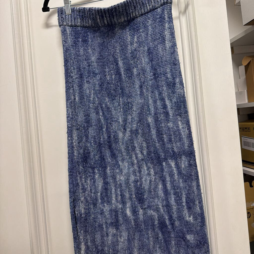 Blue Ombre Silk Midi Skirt