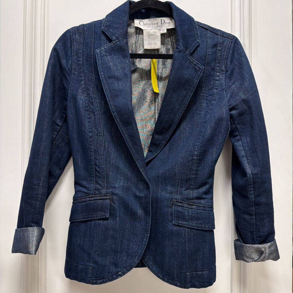 Cruise2007 Blue Cotton Blend Denim Jean Blazer