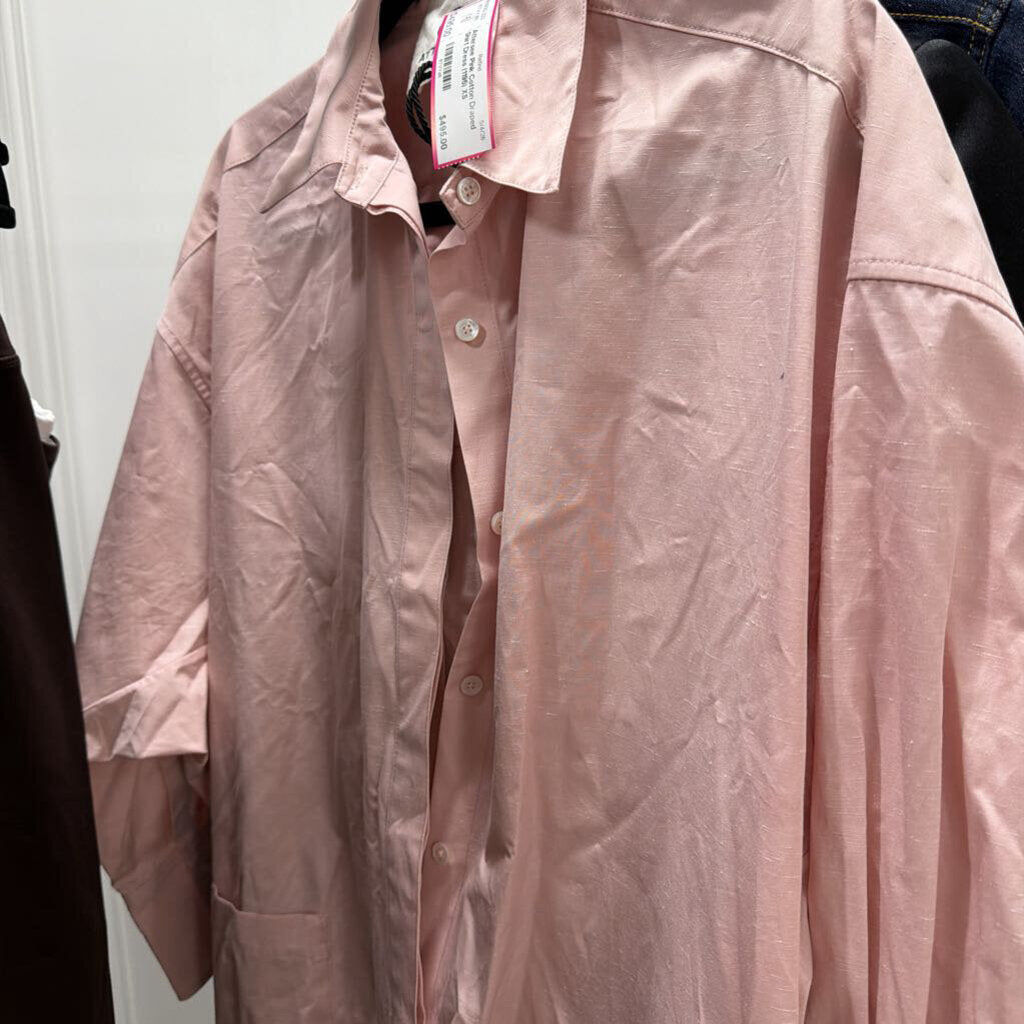 Pink Cotton Draped Shirt Dress (1195)