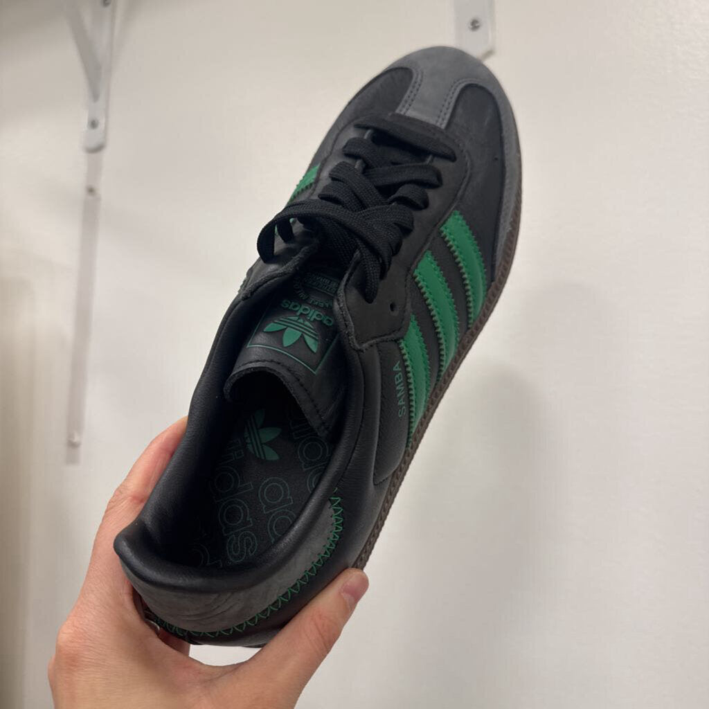 Black/Green Leather Samba Sneakers