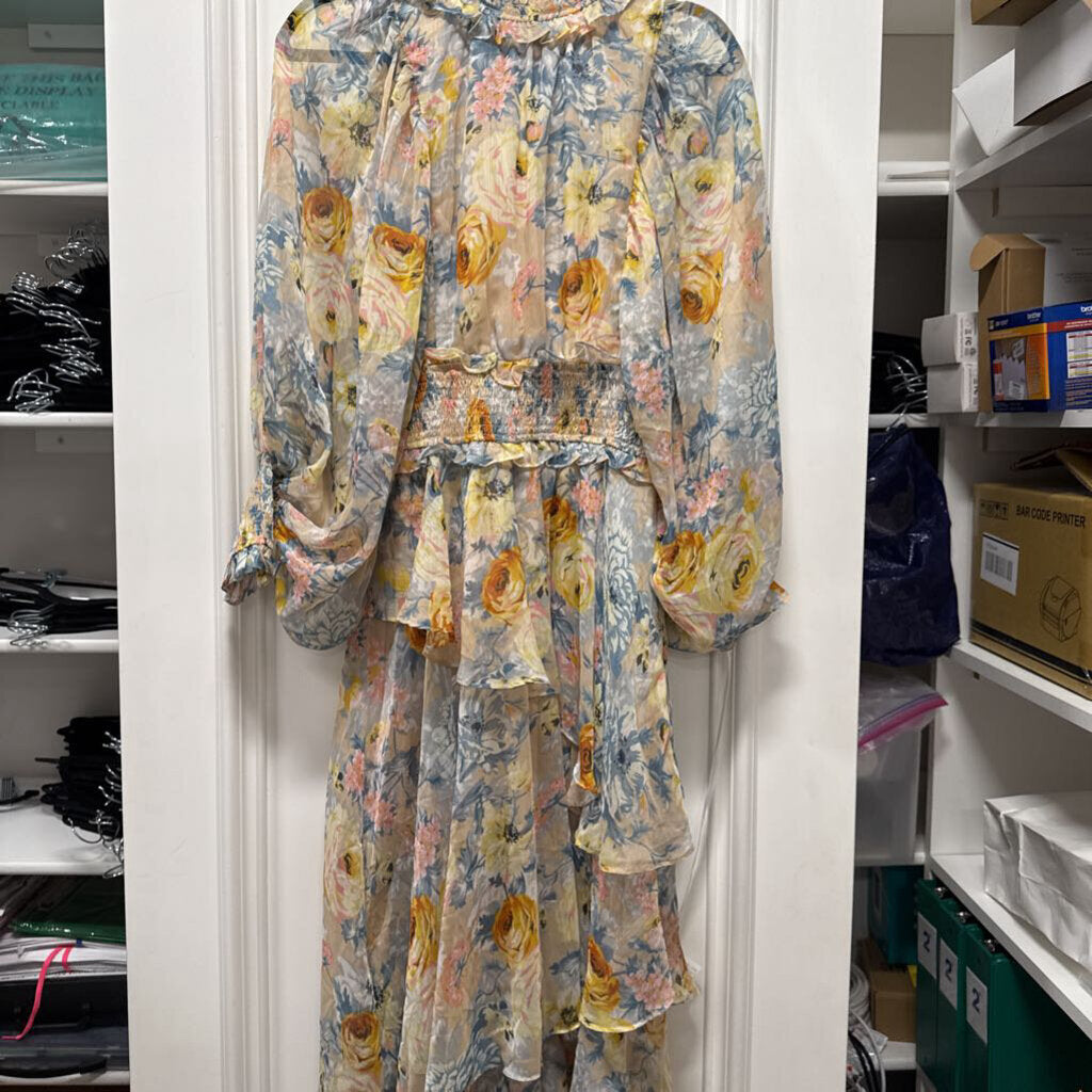 Multicolor Floral Print Poly Tiered Dress (NWT)