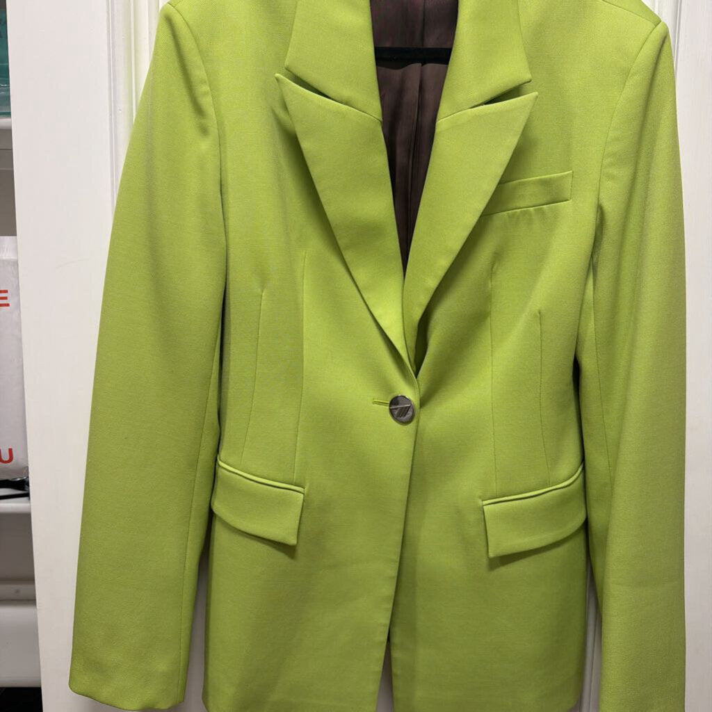 Green Wool One Button Blazer