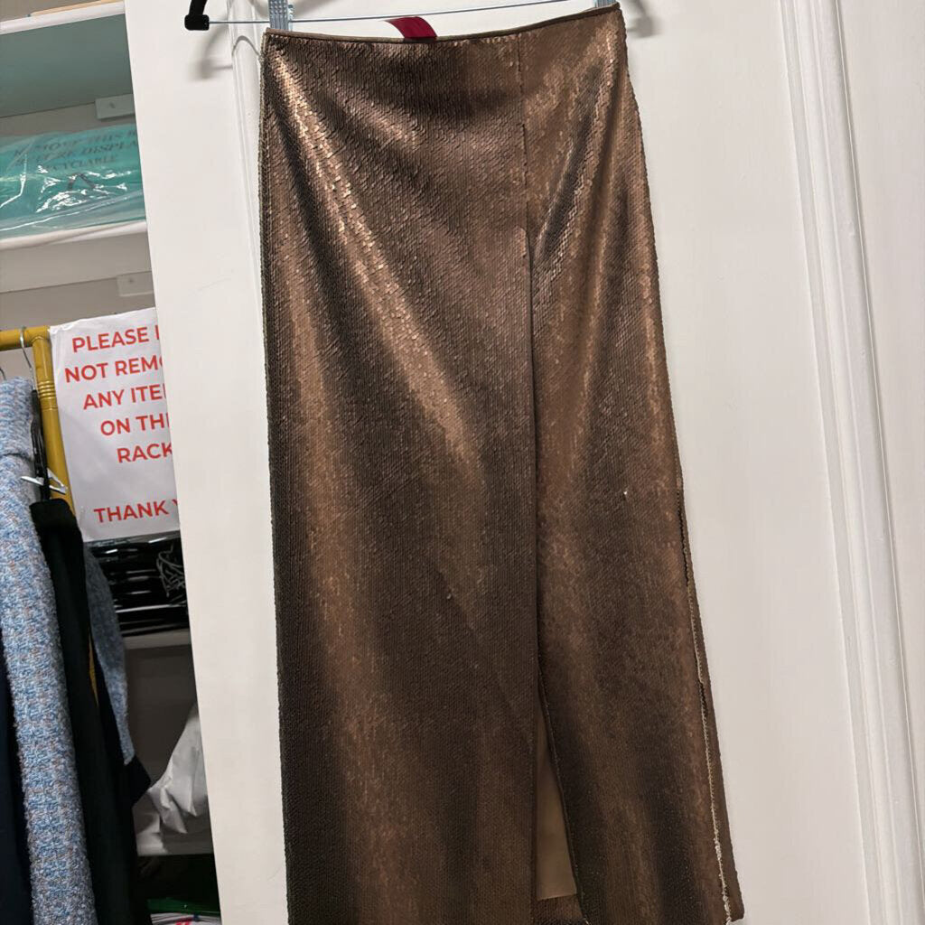 Brown Sequin Midi Skirt