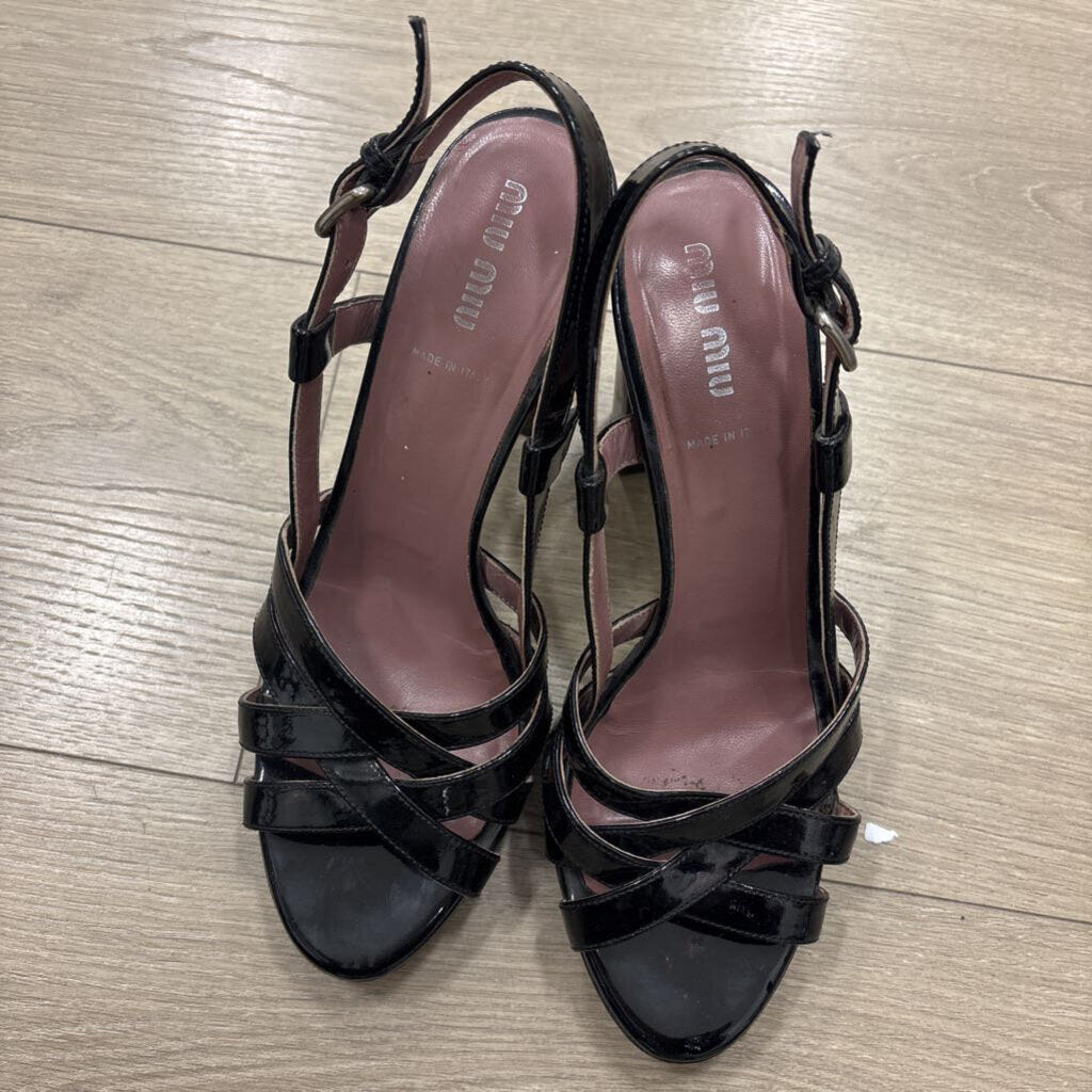 Black Patent Leather Slingack Sandal