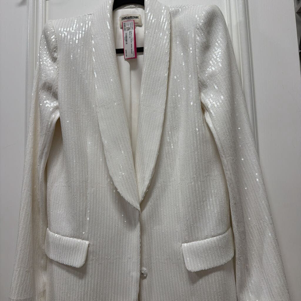 White Sequin Blazer