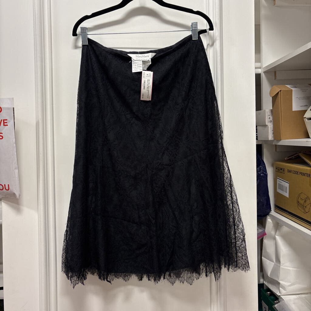 Black Nylon/Viscose Blend Lace Skirt