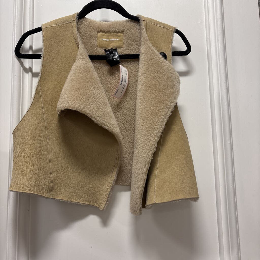 Beige Lamb Suede/Fur Vest