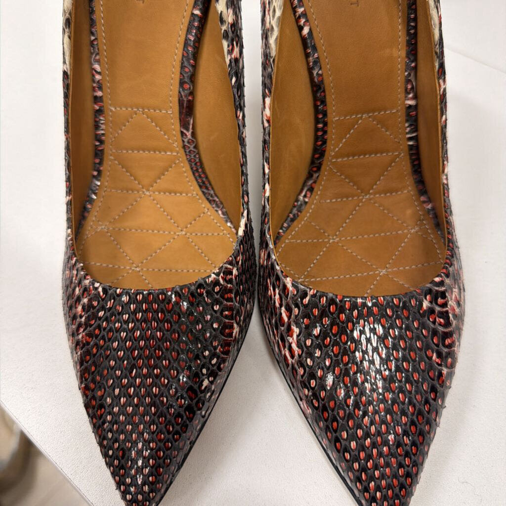Red Multi Color Snake Skin Pump, 39