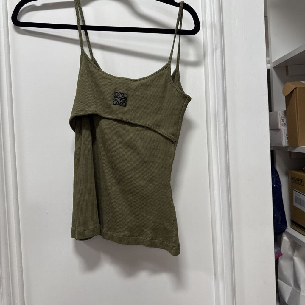 Olive Green Ribbed Tank Top