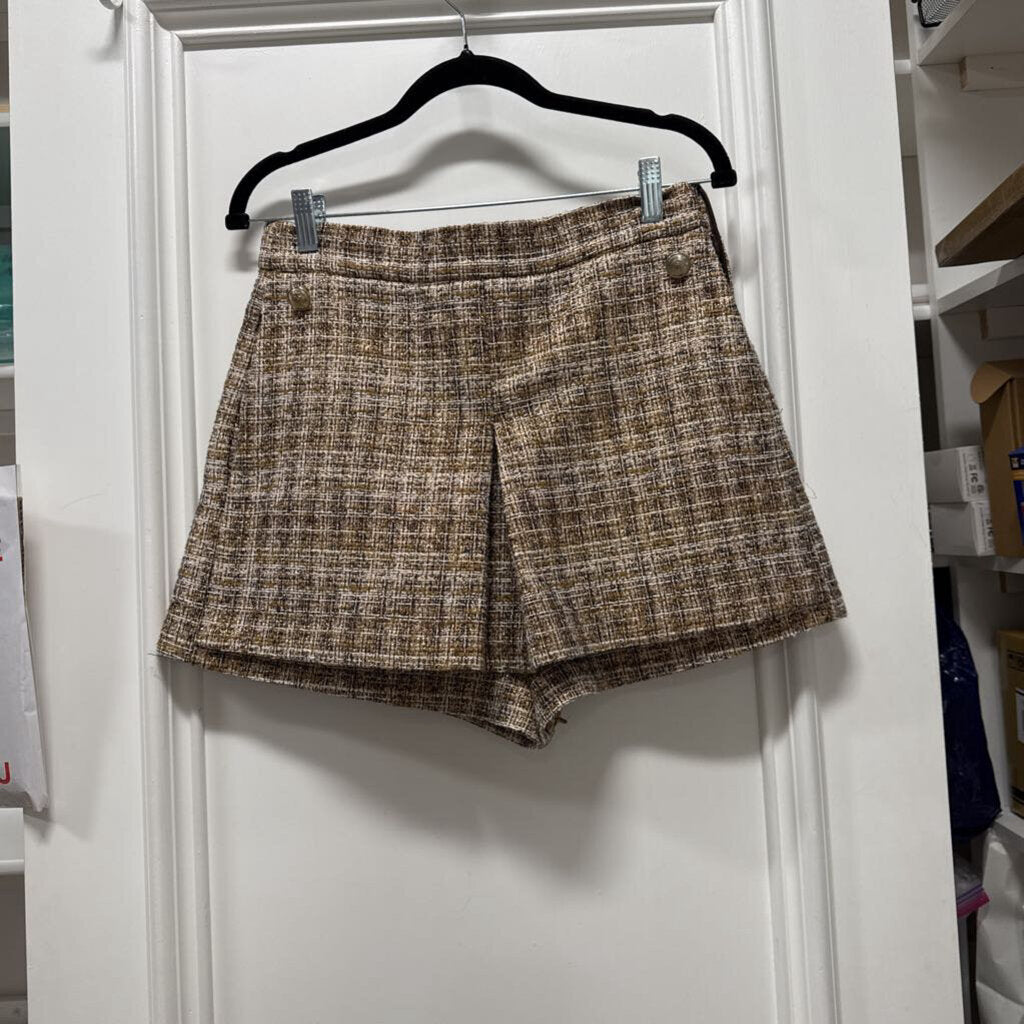 Gold Plaid Poly Short (NWT), 36