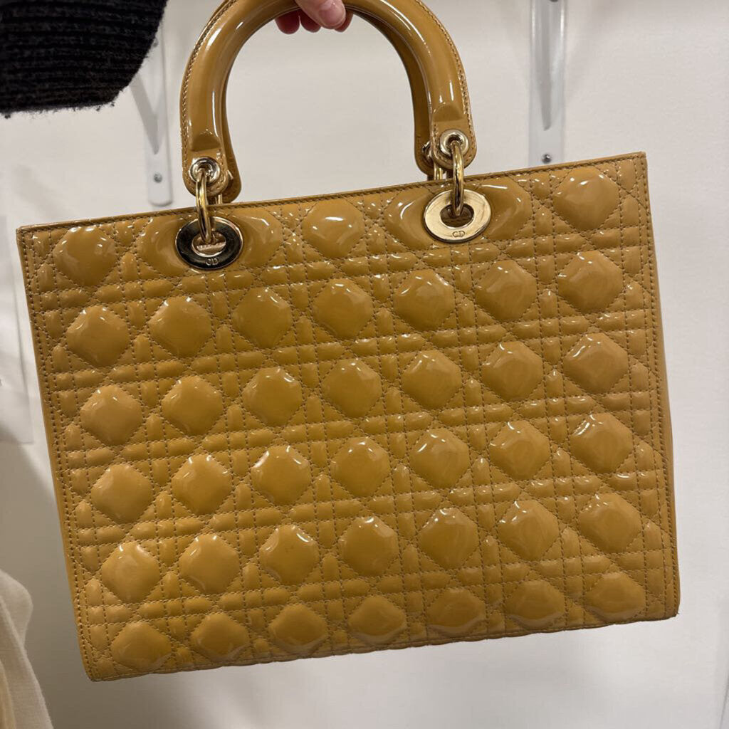 Beige Patent Leather Cannage Lady Dior