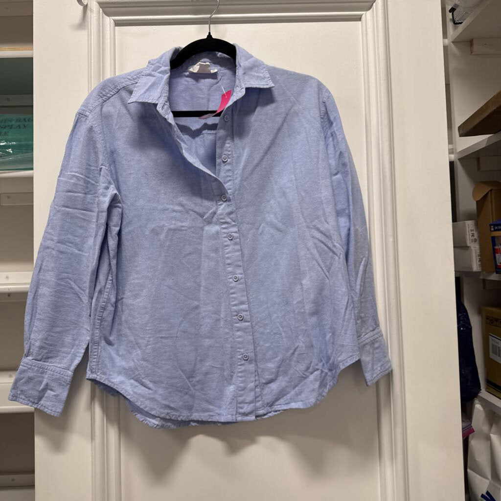 Blue Cotton Button Up Top