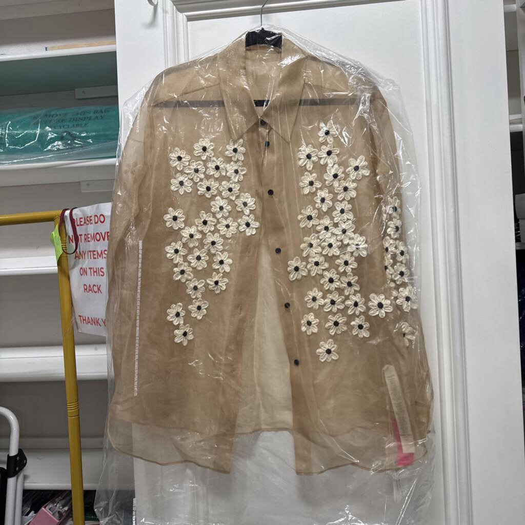 Brown Silk Sheer Floral Top (NWT 2980)