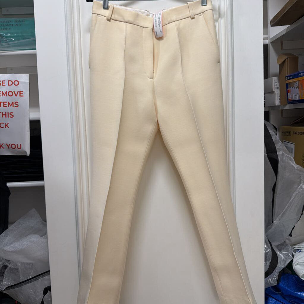 Cream Wool Straight Leg Trouser