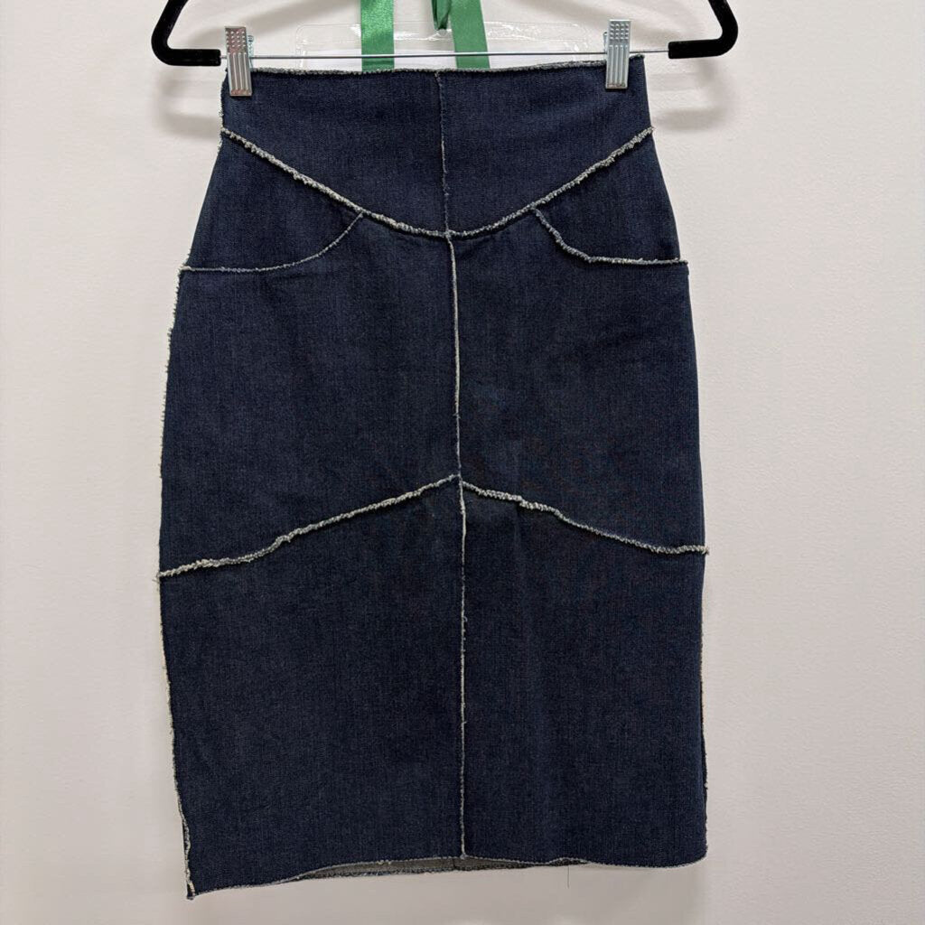 A/W1999 Dark Blue Wash Denim Patchwork Jean Skirt