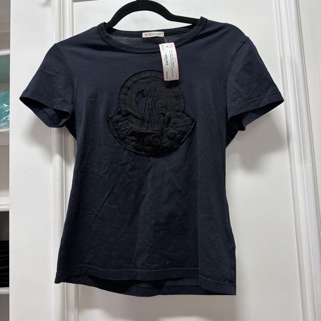 Navy/Black Acetate/Viscose Logo Tee