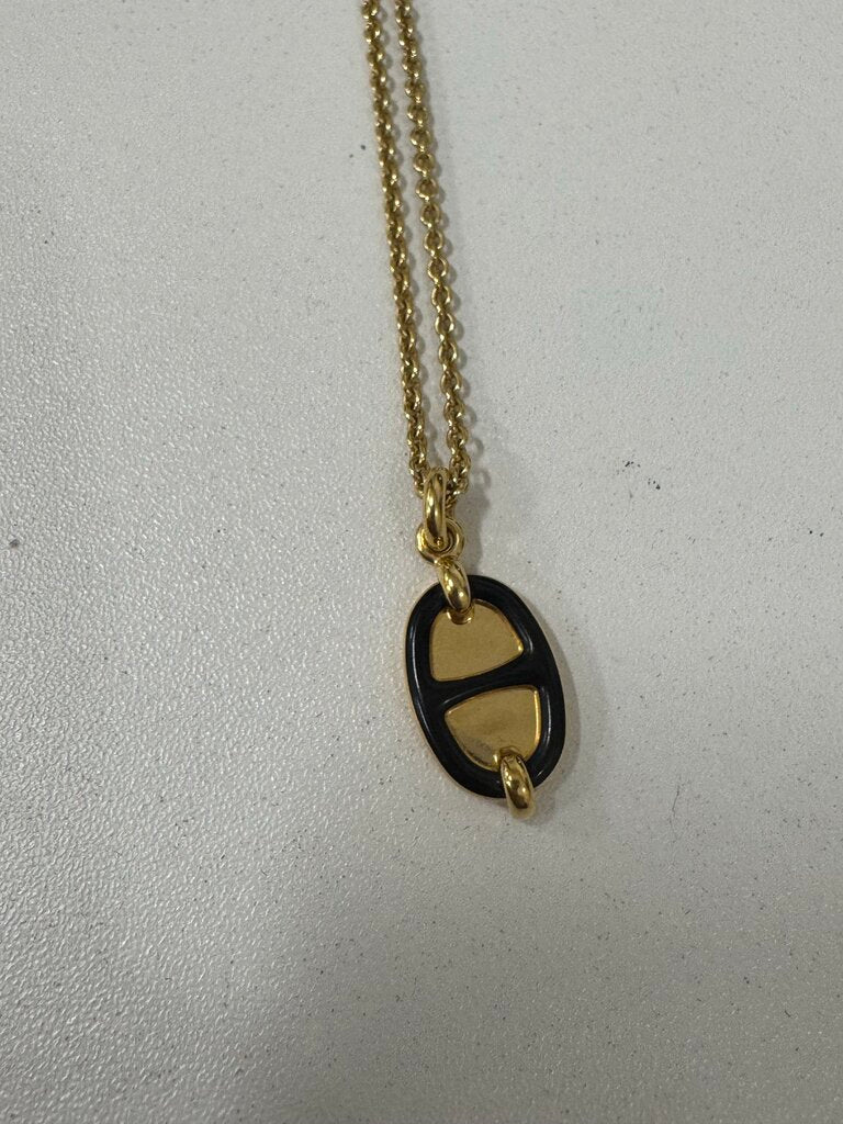 Yellow Gold-Plated Mini Maillon Lacquered Necklace (730)