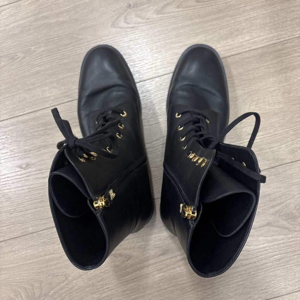 Black Leather Combat Boot
