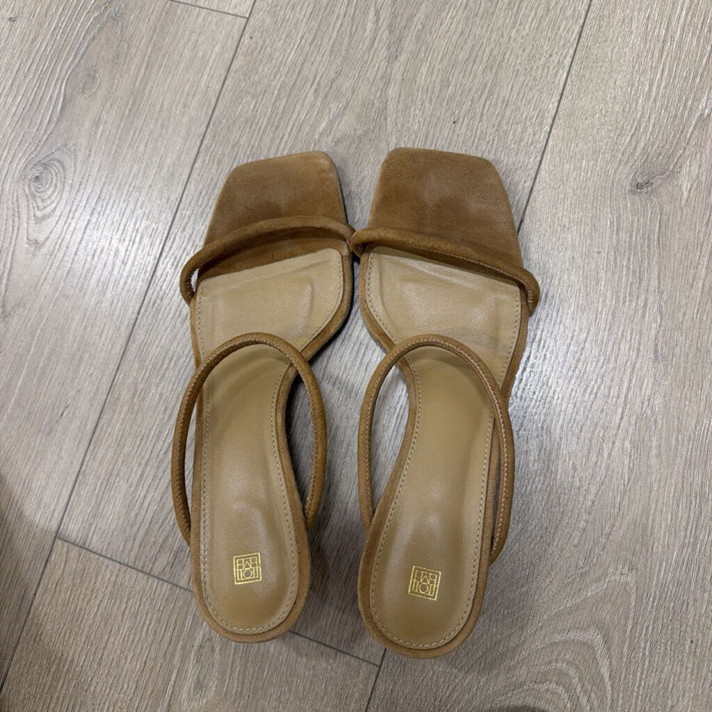 Tan Suede Kitten Heel Sandal