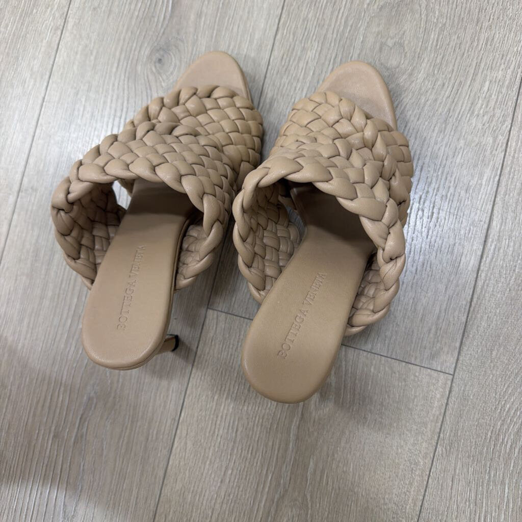 Tan Intrecciato Heeled Sandal (as is)