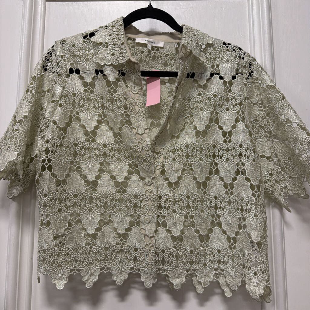 Mint Green Poly Lace SS Top