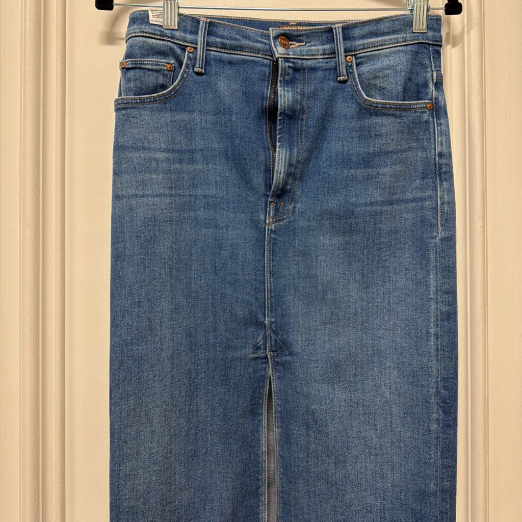 Medium Wash Denim Zip Slit Skirt