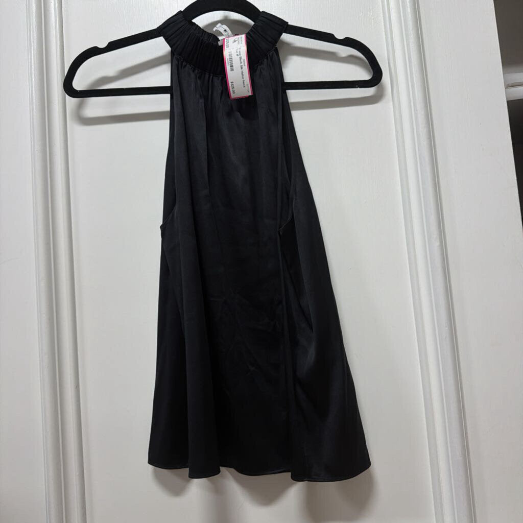 Black Silk Halter-Neck Top