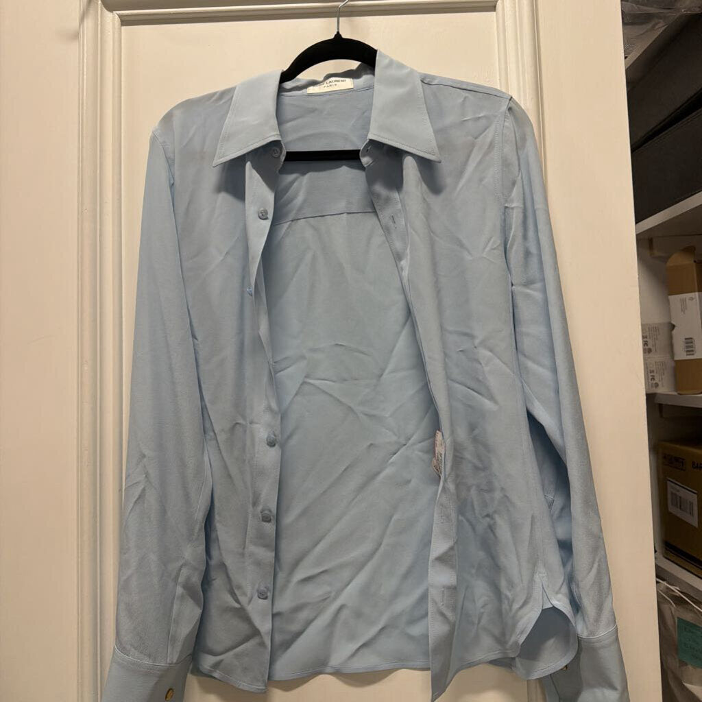 2021 Light Blue Silk Shirt (minor discoloration inside cuff)