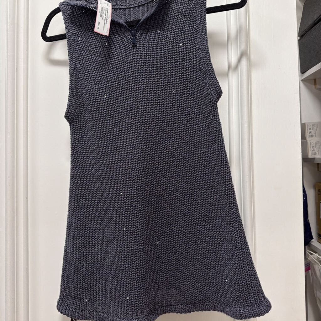 Grey Cotton/Linen Sequin Sleeveless Sweater