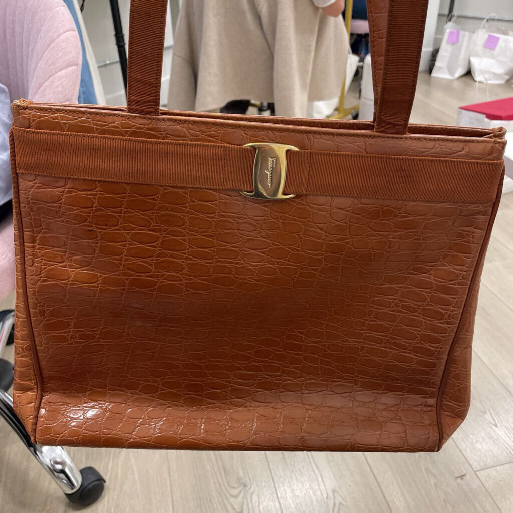 Brown Croc Embossed Tote