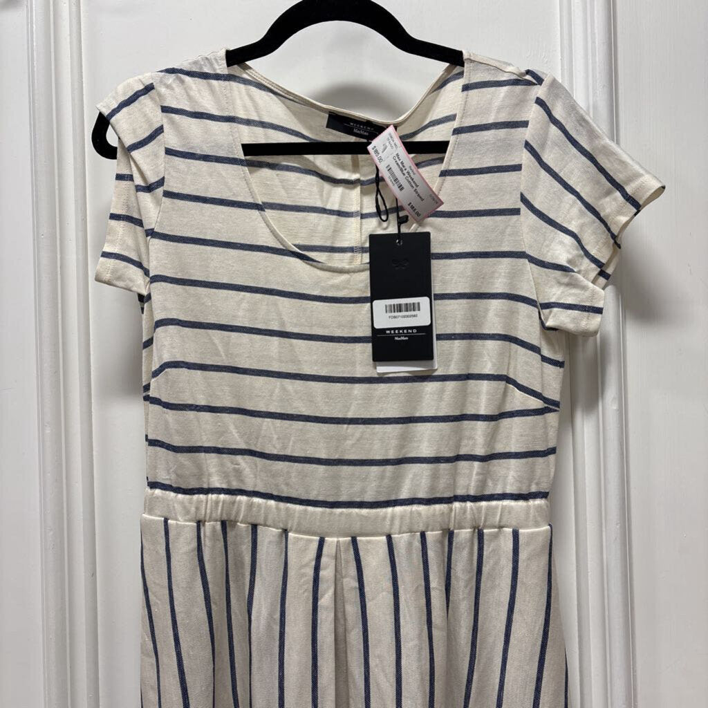 Cream/Blue Cotton Striped Dress (NWT)