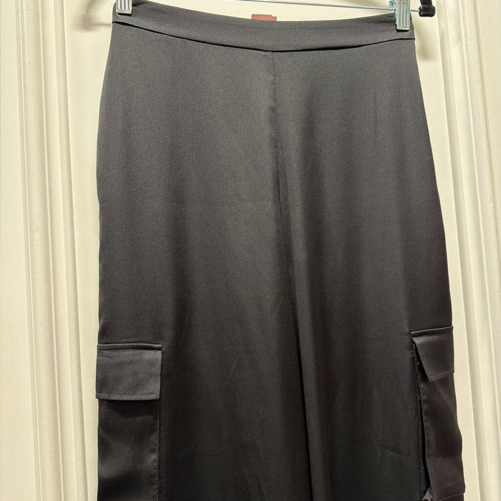 Black Satin Wide Leg Pant