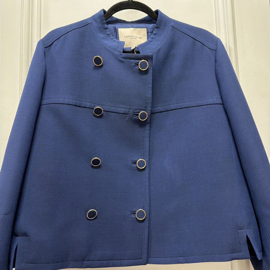 Navy Wool/Silk Double Breasted Jacket