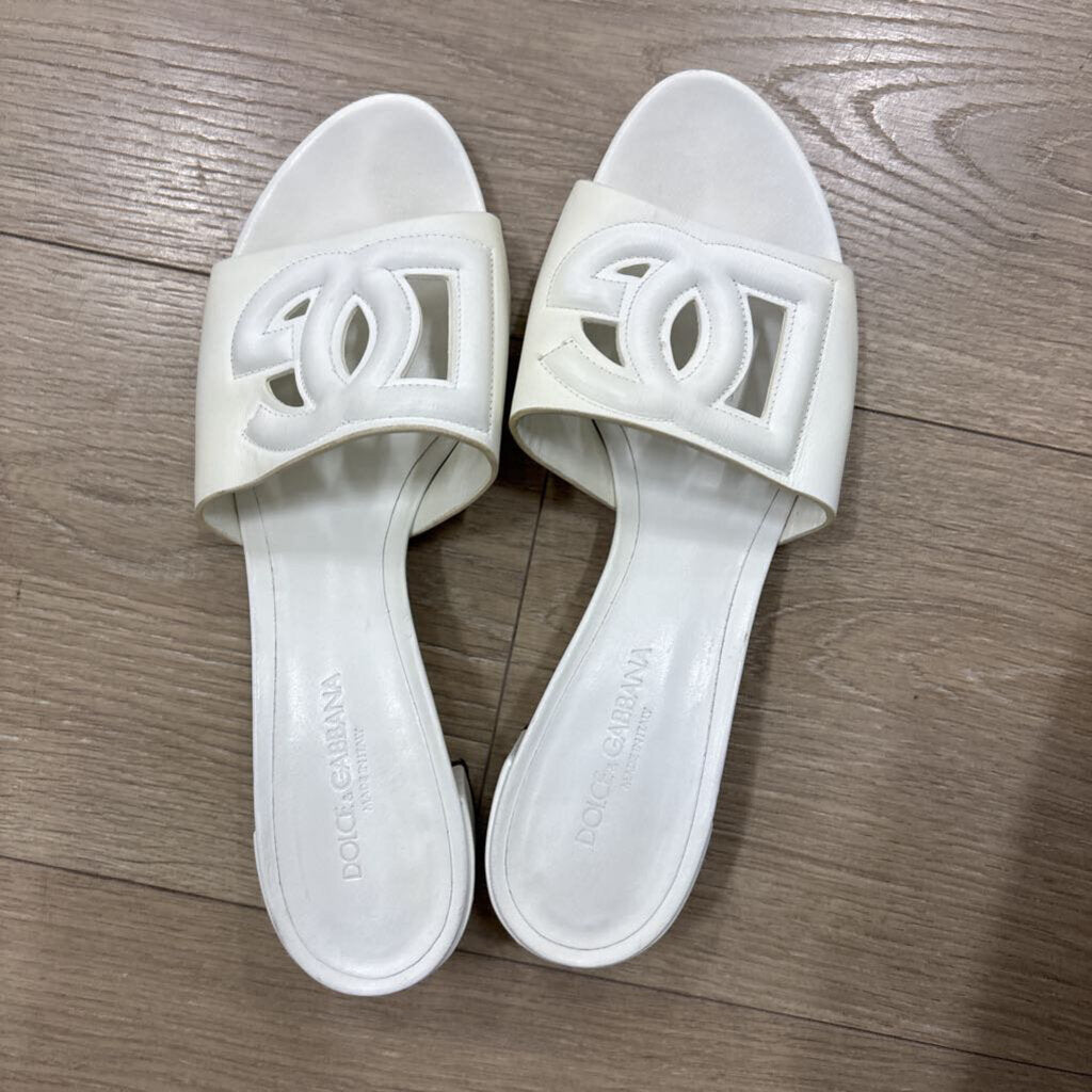 White Leather DG Sandal (AS IS)